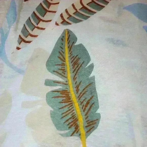 Cynthia Rowley Linen Top Womens 1X Boho Flowy Fall Floral Leaves Lagenlook - Picture 7 of 16